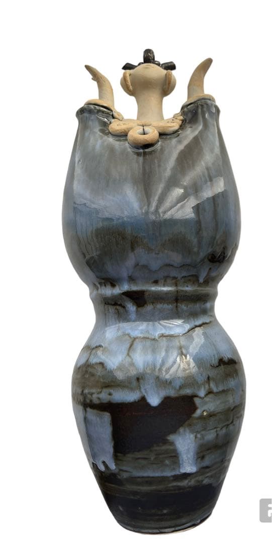 美品】森元青芳 砥部焼 壺人形 青芳窯 念ずれば花ひらく