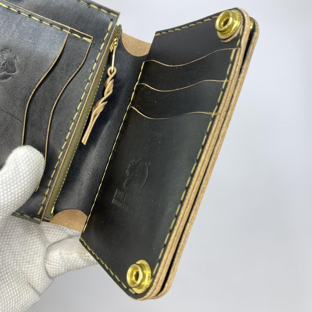 折らずお札収納 丘染めブラックの無骨トラッカーウォレット