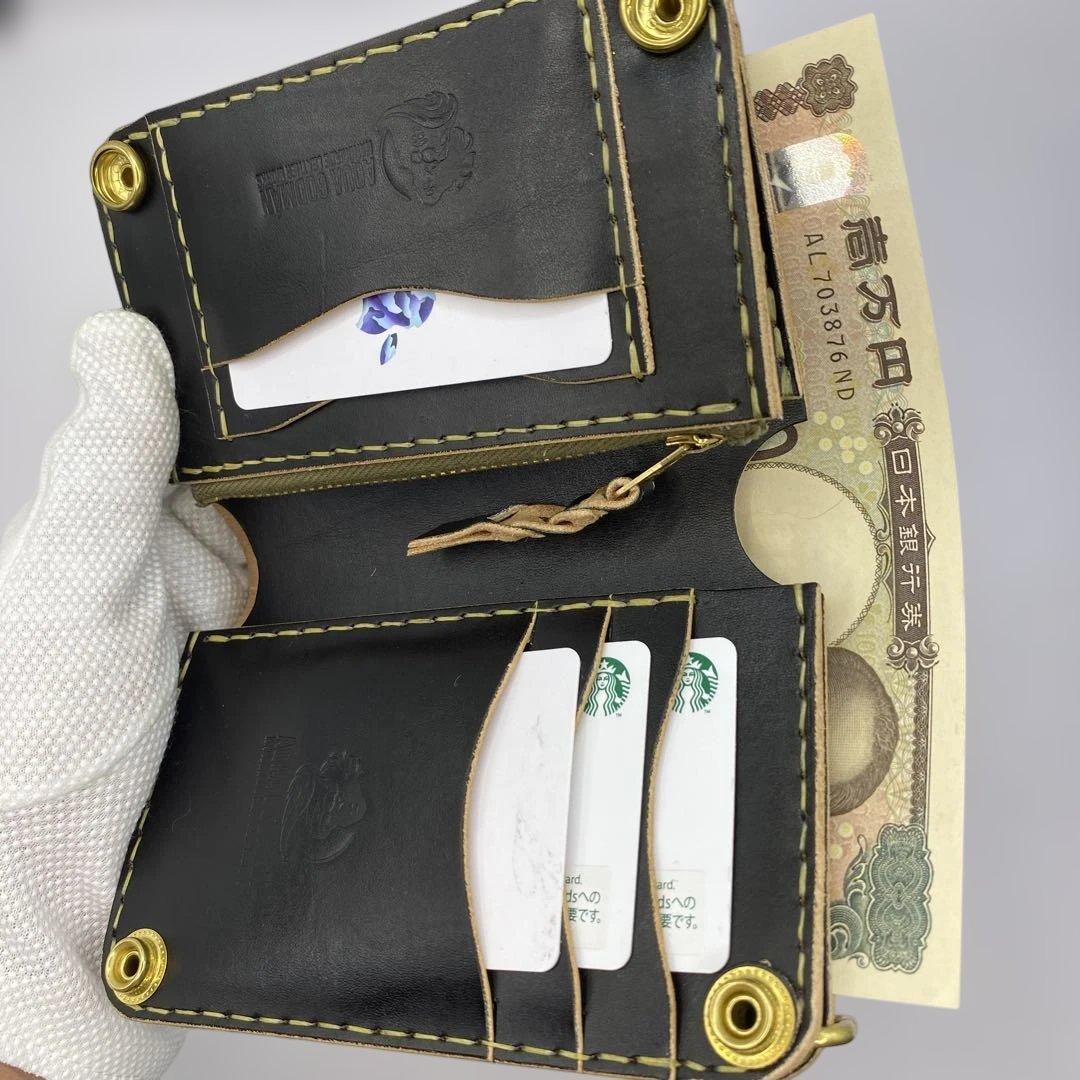 折らずお札収納 丘染めブラックの無骨トラッカーウォレット