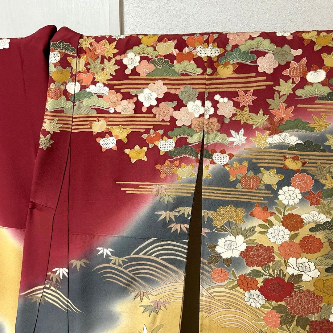 彦兵衛mini】やまと謹製！正絹振袖・長襦袢セット〜群青色地に辻ヶ花