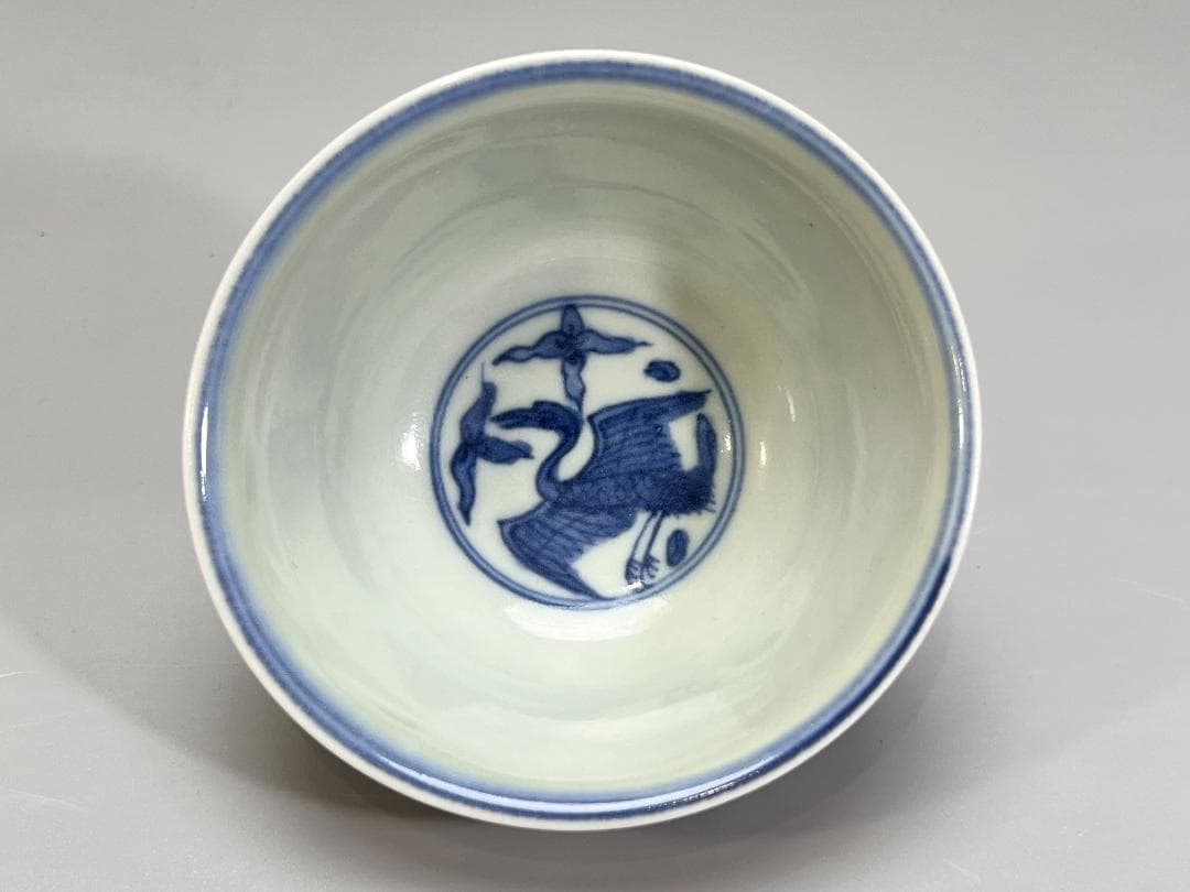 中国美術 明時代 青花鳳紋碗 染付碗 共箱 明 万暦年