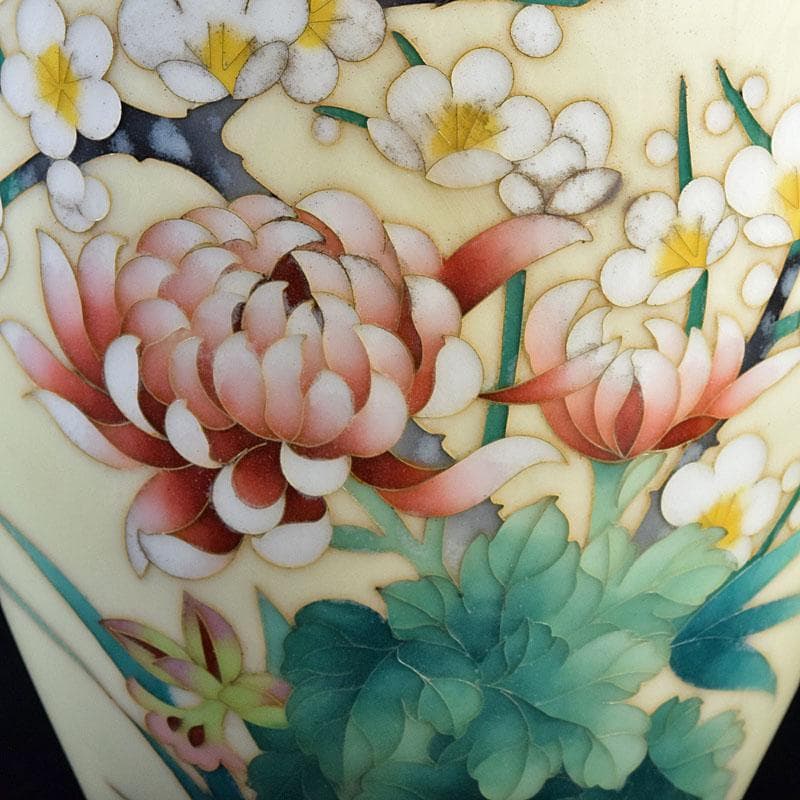 七宝焼 四君子文 花瓶 V R9273