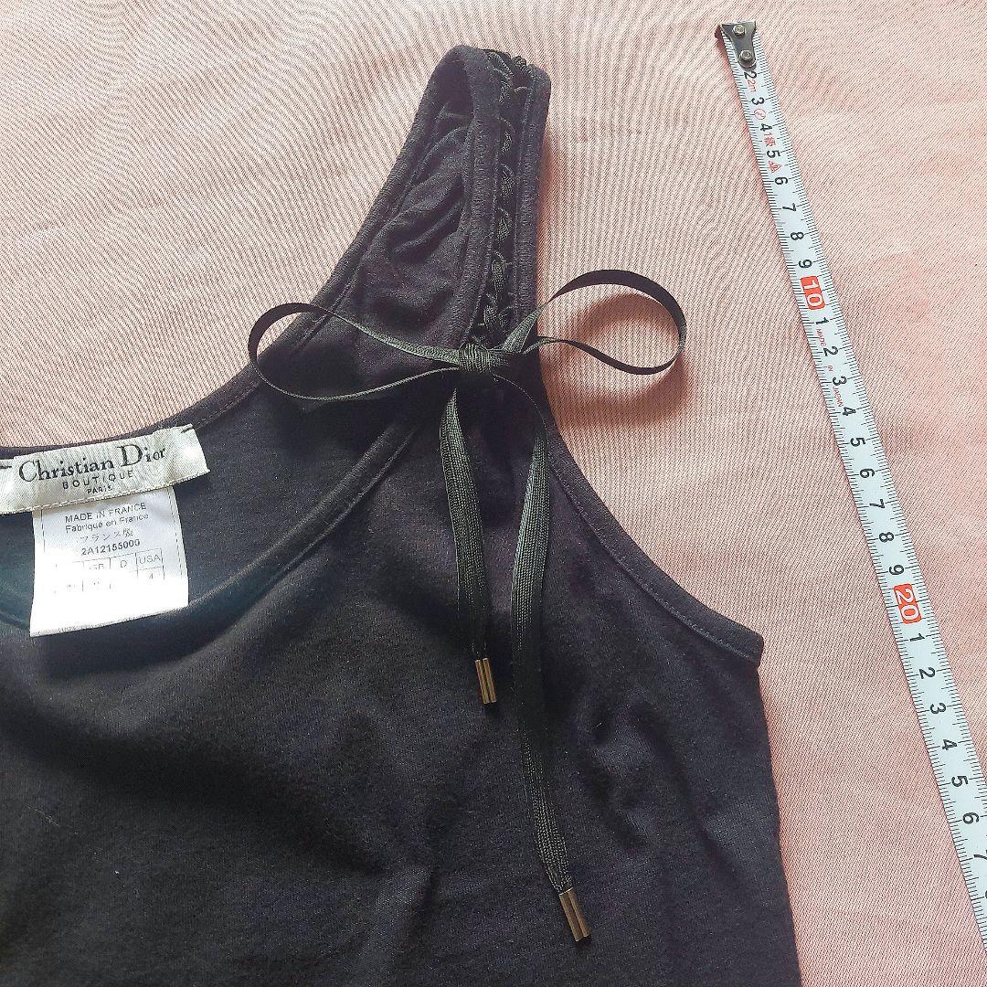 Christian Dior 黒ループリボン タンクトップ キャミソール