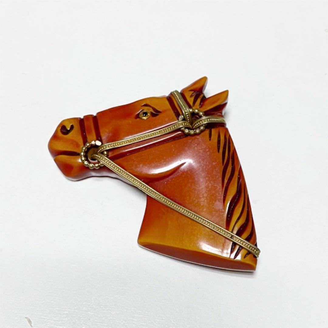1940〜50年代ヴィンテージベークライトアニマルホース馬ブローチ