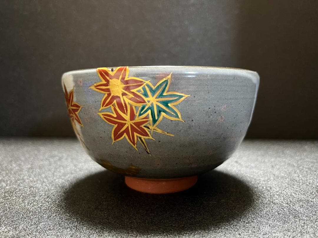 未使用】宮川香せつ造 宮川香雪造 紅葉 金彩 抹茶碗 茶碗 共箱 共布