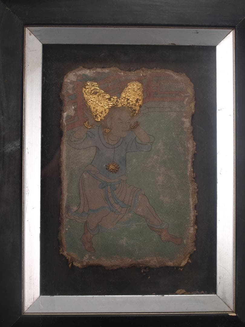 中国骨董市 掘り出し品中国唐時代 敦煌莫高窟壁画 人物像 AK1794B10-