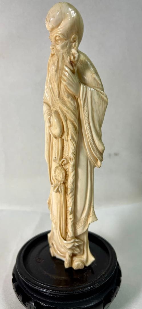 象牙風 寿老人 人物 繊細彫刻 置き物 Yahoo!オークション -「象牙