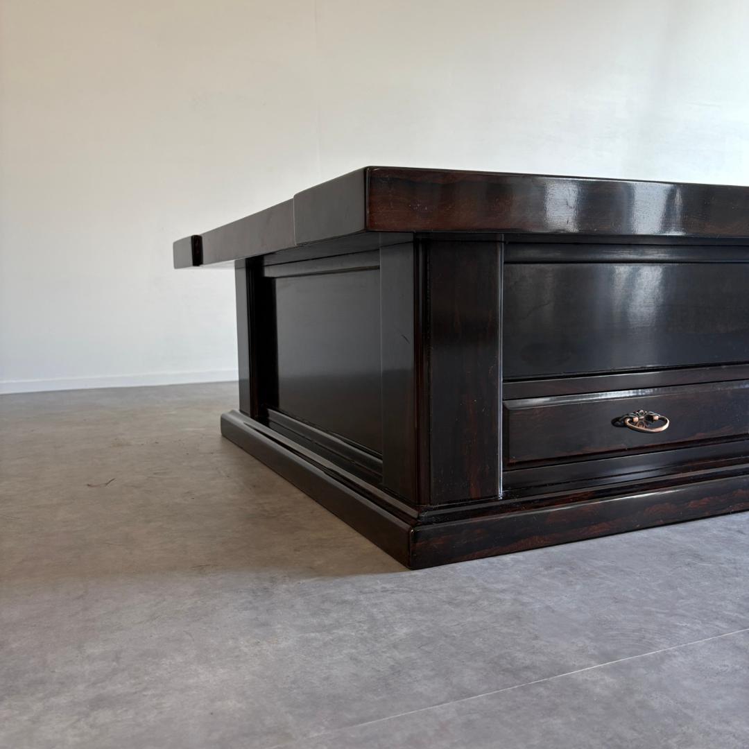 銘木 黒檀 囲炉裏テーブル 木製火鉢×座卓｜囲炉裏テーブル 箱火鉢 座卓