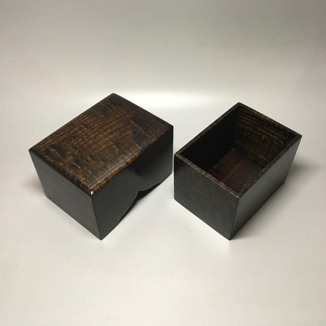 タモ玉斑杢黒染め 小物入れ 宝石箱 駒箱 ガラスコート仕