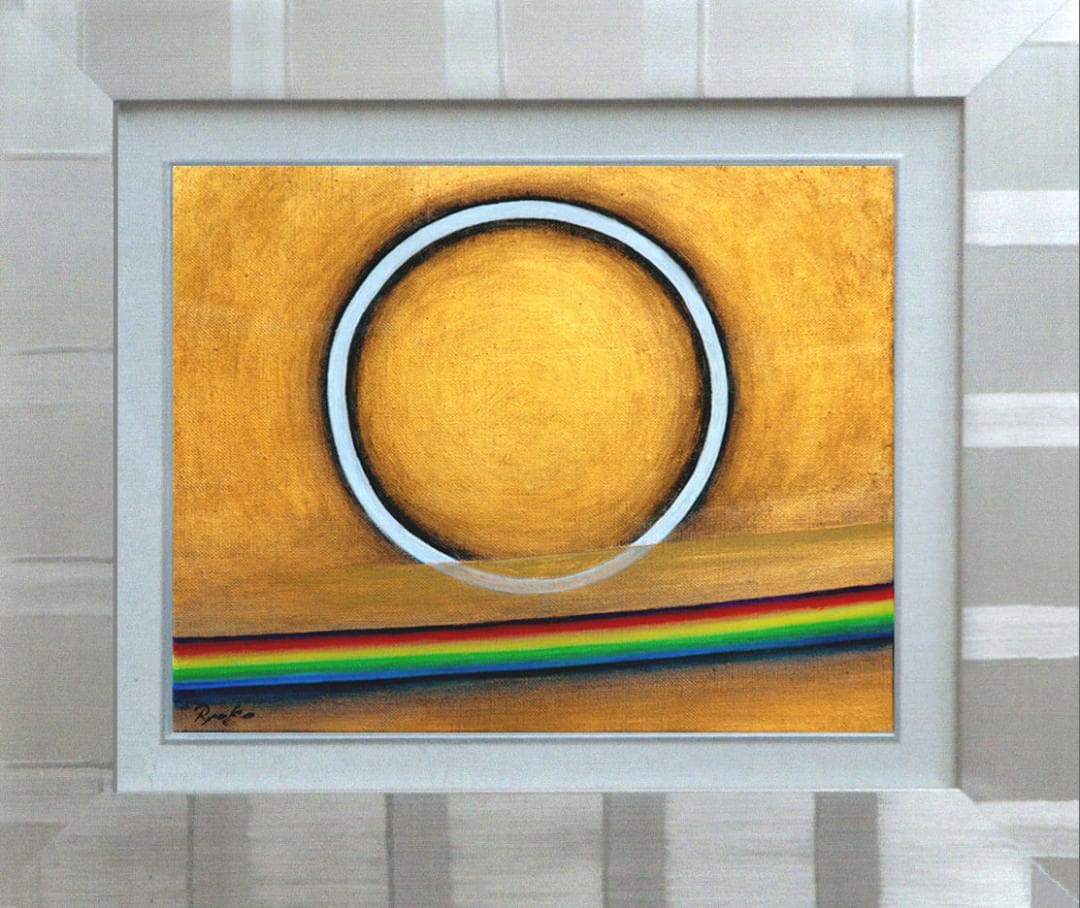 油絵 菅家令子 絵 絵画インテリア額付(白) F3-G142023 風景祈り希望