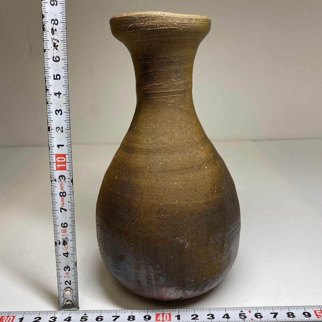 専用　藤原雄　備前花入　共箱　高さ18㎝　東Y7-0307②タカチ