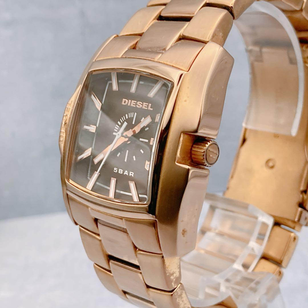 稼動品✨美品 DIESEL ディーゼル スクエア ブラウンボーイズ メンズ腕時計