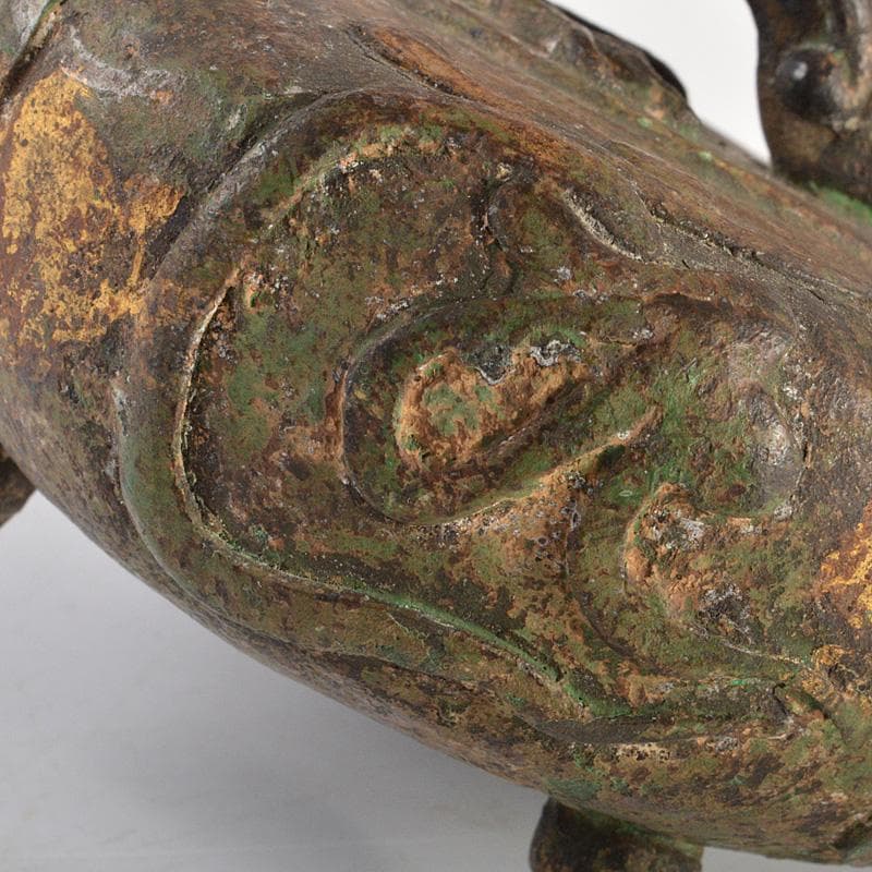 中国　古銅青銅　神獣　銅鈴　三足鈴　置物　Ⅴ　6666