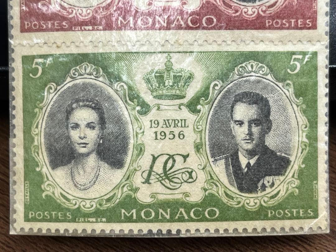 未使用 外国切手 1956年 モナコ王子と女優グレース・ケリー結婚記念