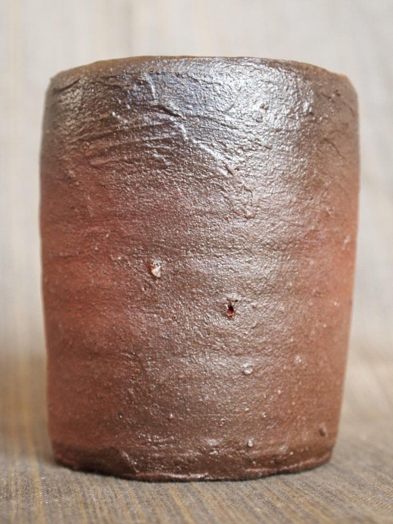 人気作家★竹中健次【師：伊勢崎淳】★備前麦酒呑★共箱・布・栞