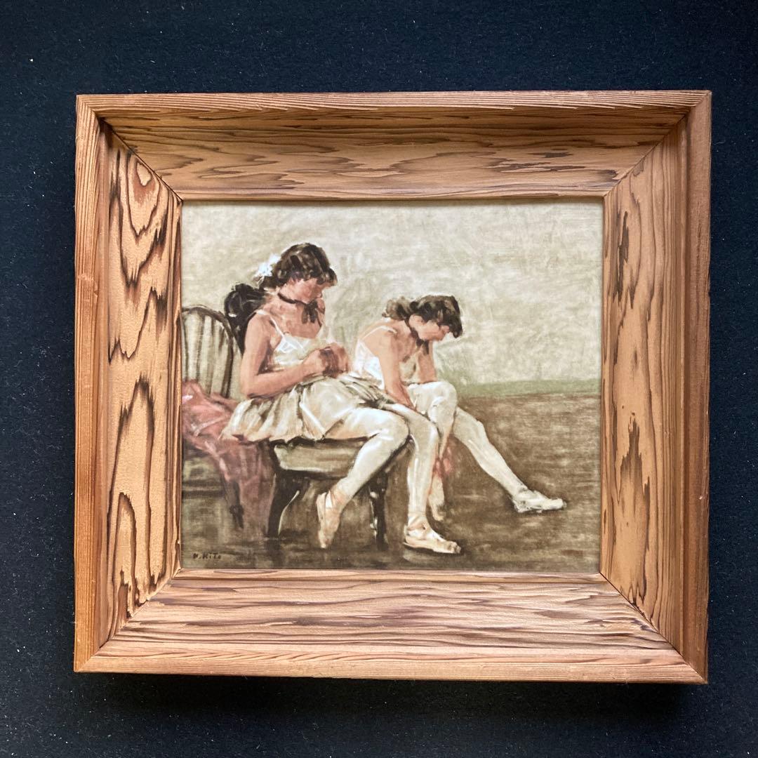 鬼頭鍋三郎【バレリーナ】￼50sヴィンテージノリタケ陶板35×38絵24×27c