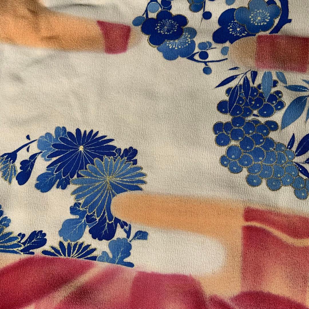 アンティーク振袖 竹に御所車文様振袖ヴィンテージリメイク正絹 ピンク