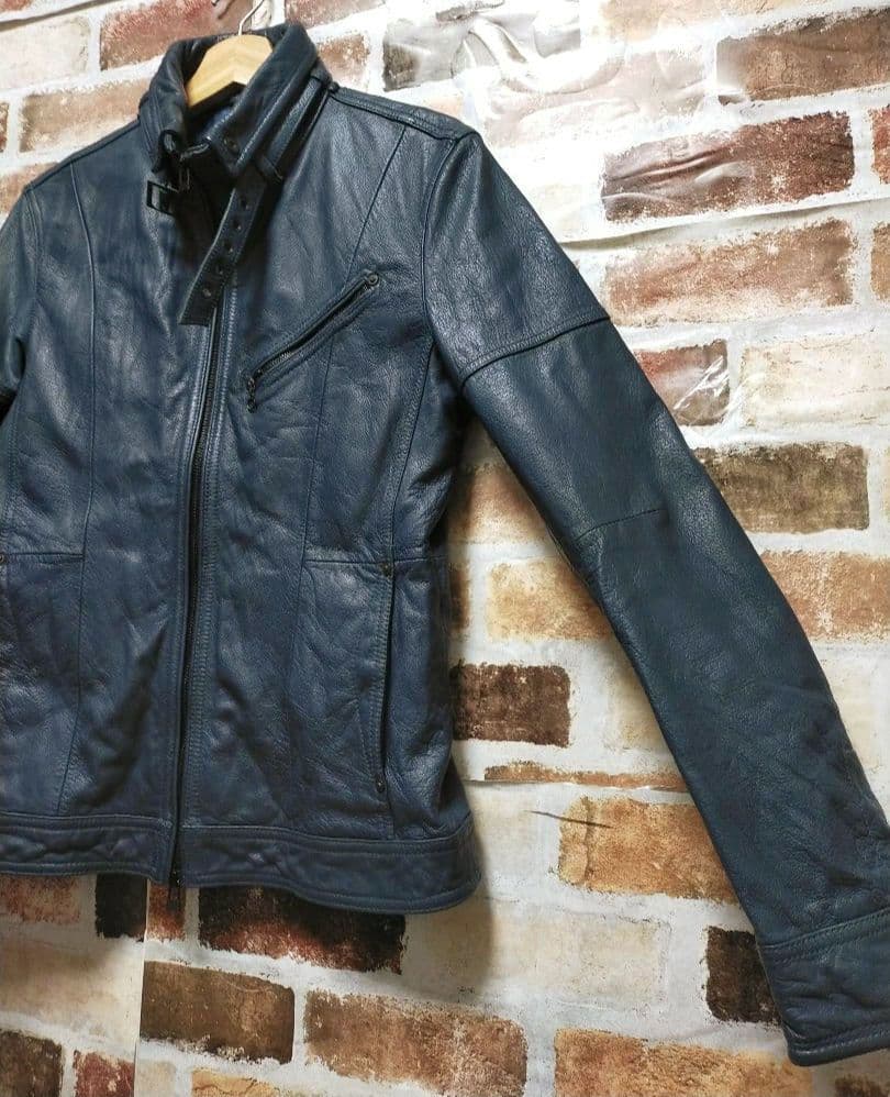 NICOLE CLUB FOR MEN やぎ革 シングル ライダース ジャケット