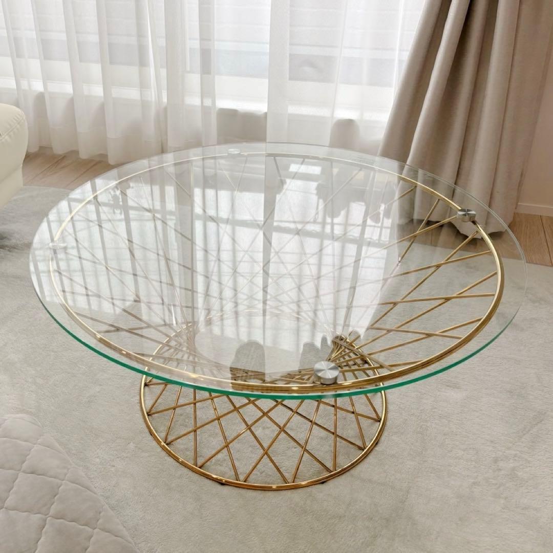 マーリア ダイニングテーブル クリア×ゴールド（φ800） | Francfranc