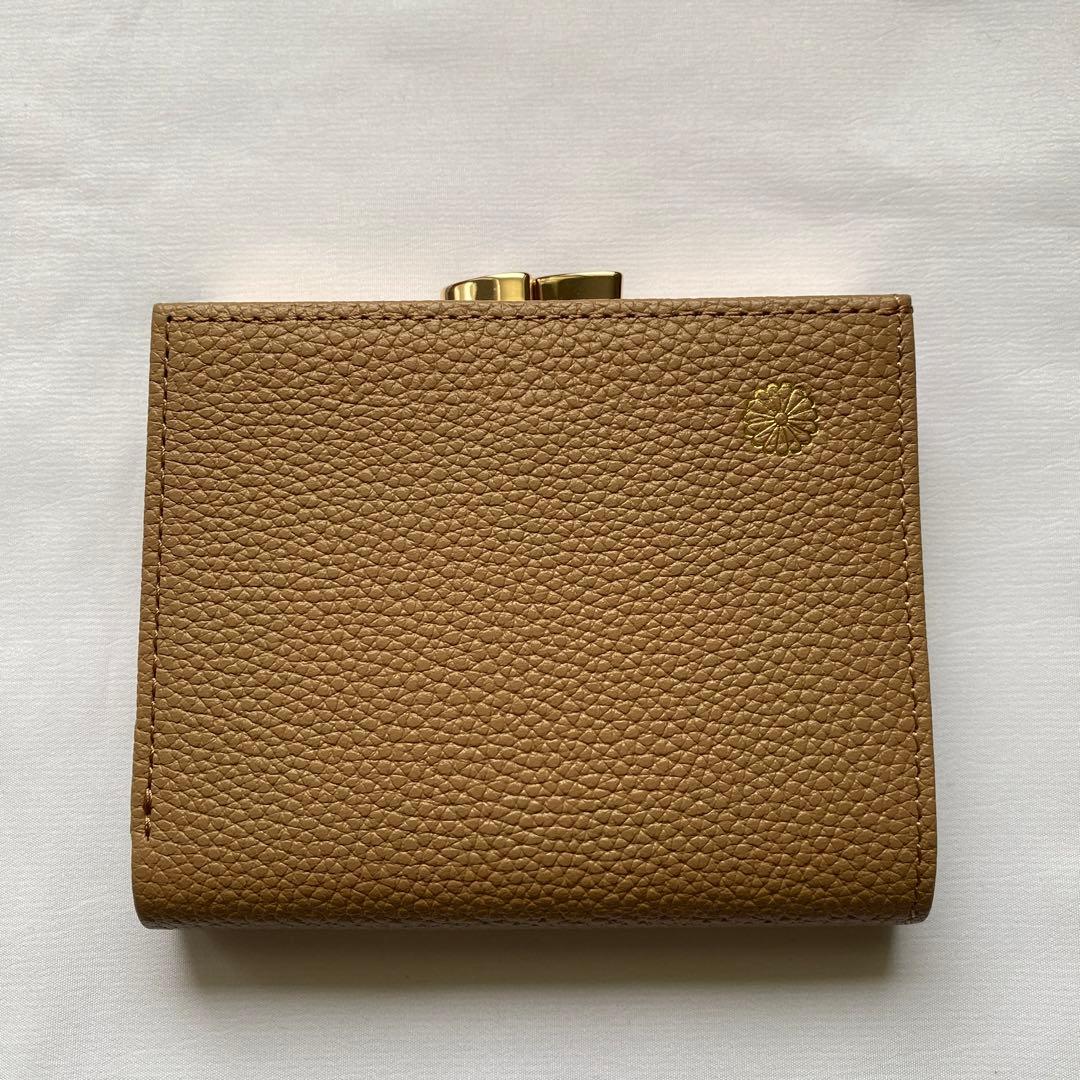 新品】皇居 財布 二つ折り がま口 ブラウン/カフェオレ菊の御紋入 皇居