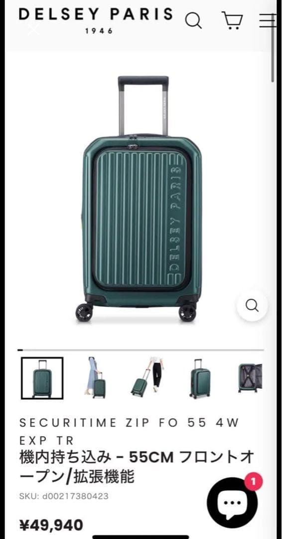 デルセー新品フロントオープン スーツケース機内持ち込み38L➕4L 拡張