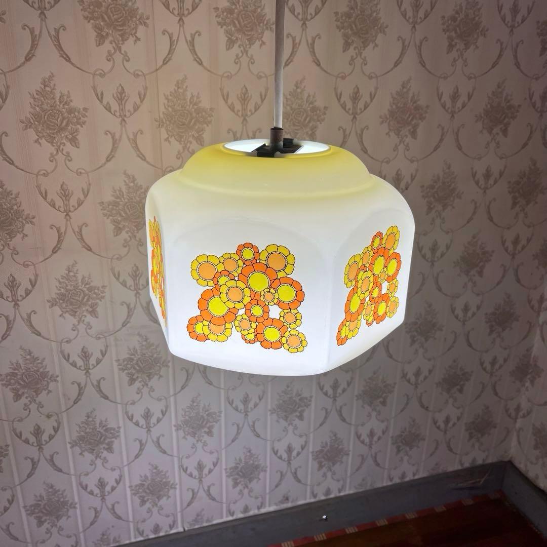 アンティーク】昭和レトロ National ペンダントライト 花柄 天井照明