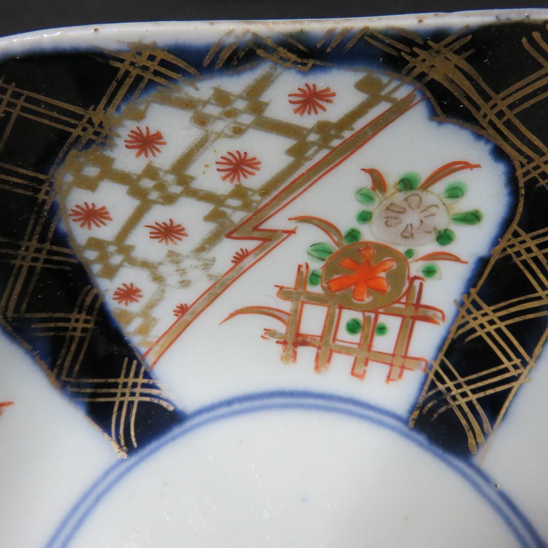 小鉢 4客 向付 角鉢 色絵 古伊万里 壽 瓢箪 花 柵 窯傷 - メルカリ