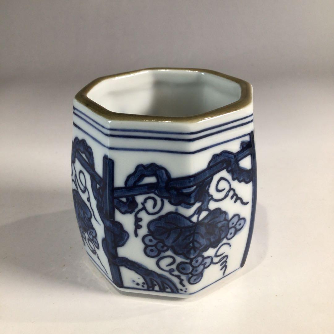 P291 皆具 『平安 鈴木康月造』『染付』『ぶどう棚皆具』 共箱