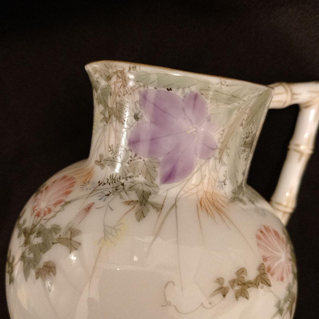 明治時代 横浜焼 井村彦次郎 朝顔 クリーマー 里帰り 輸出品