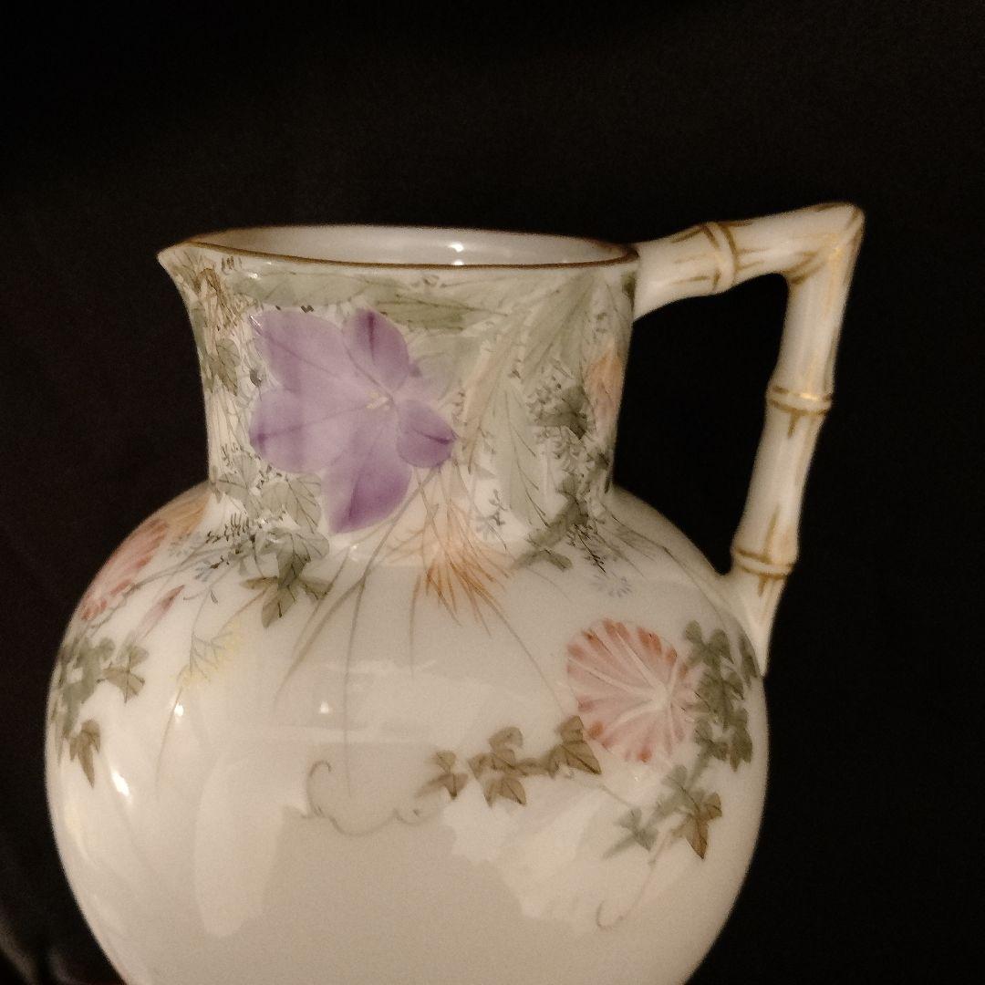 明治時代 横浜焼 井村彦次郎 朝顔 クリーマー 里帰り 輸出品