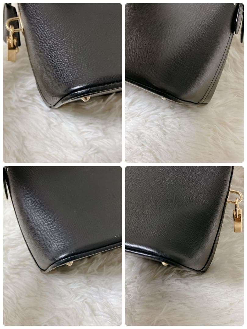 極美品 エットーレ ブガッティ ハンドバッグ ブラック レザー イタリア製