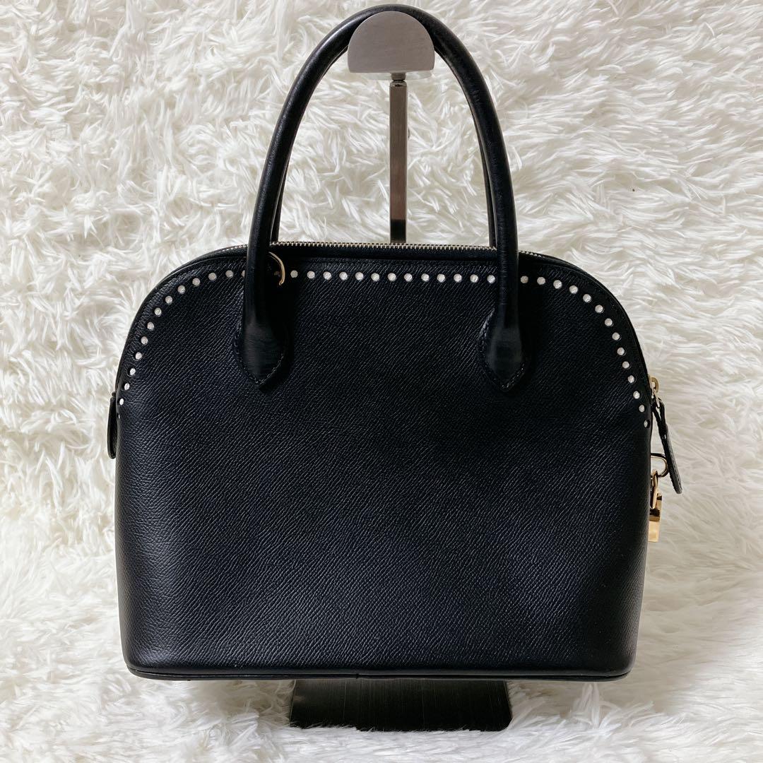 極美品 エットーレ ブガッティ ハンドバッグ ブラック レザー イタリア製