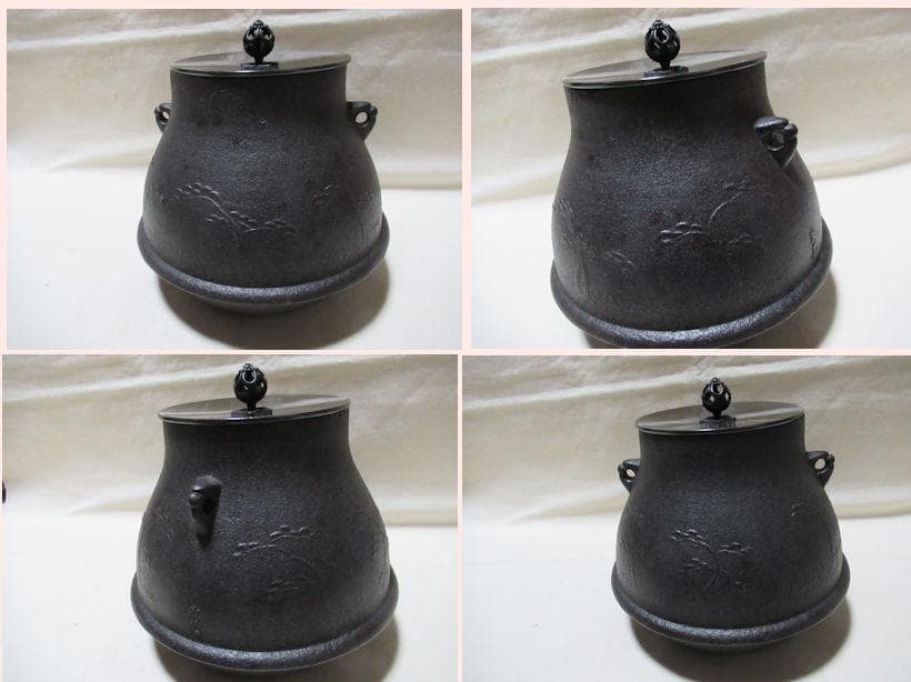 菊池正光造 茶釜 浜松文鶴首 共箱