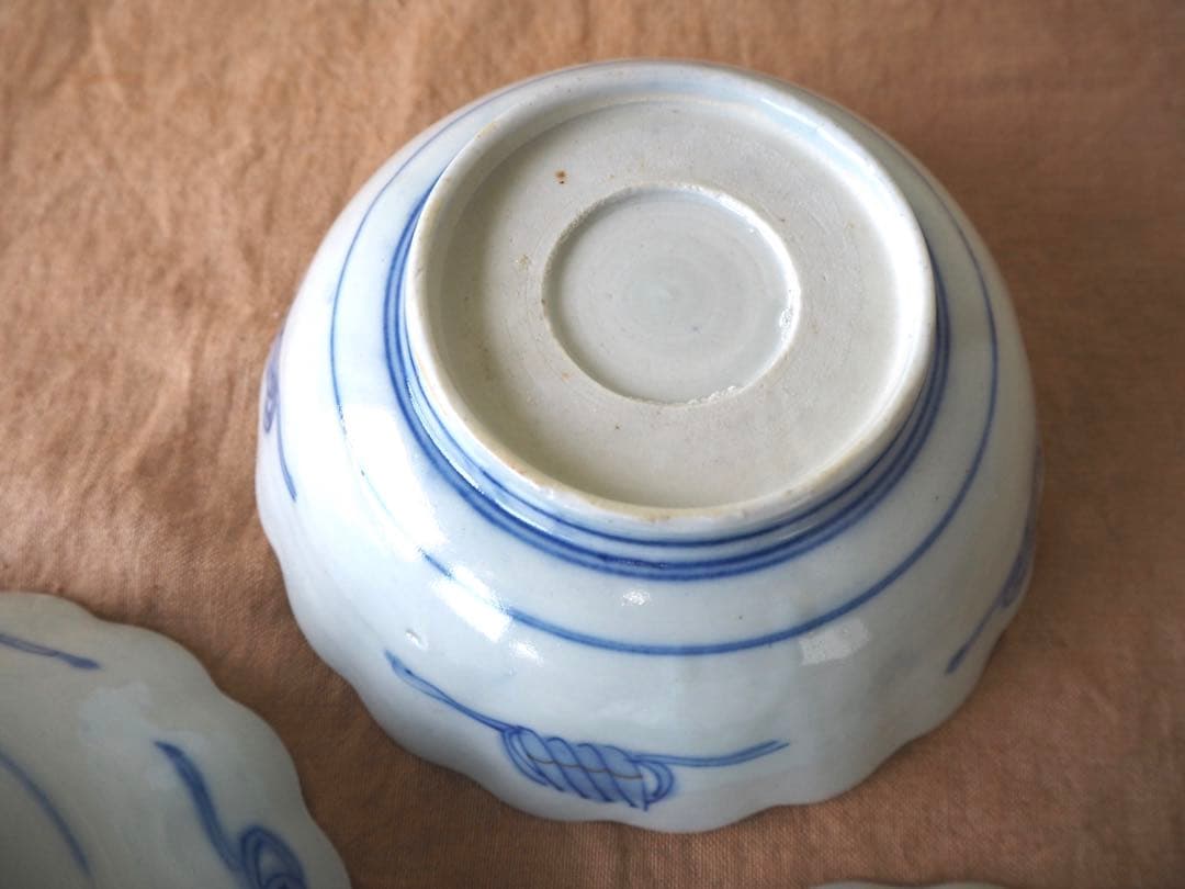 ぴんちゃん 時代伊万里 色絵印判金彩 3羽の鳥 花生垣文 大なます皿 3客