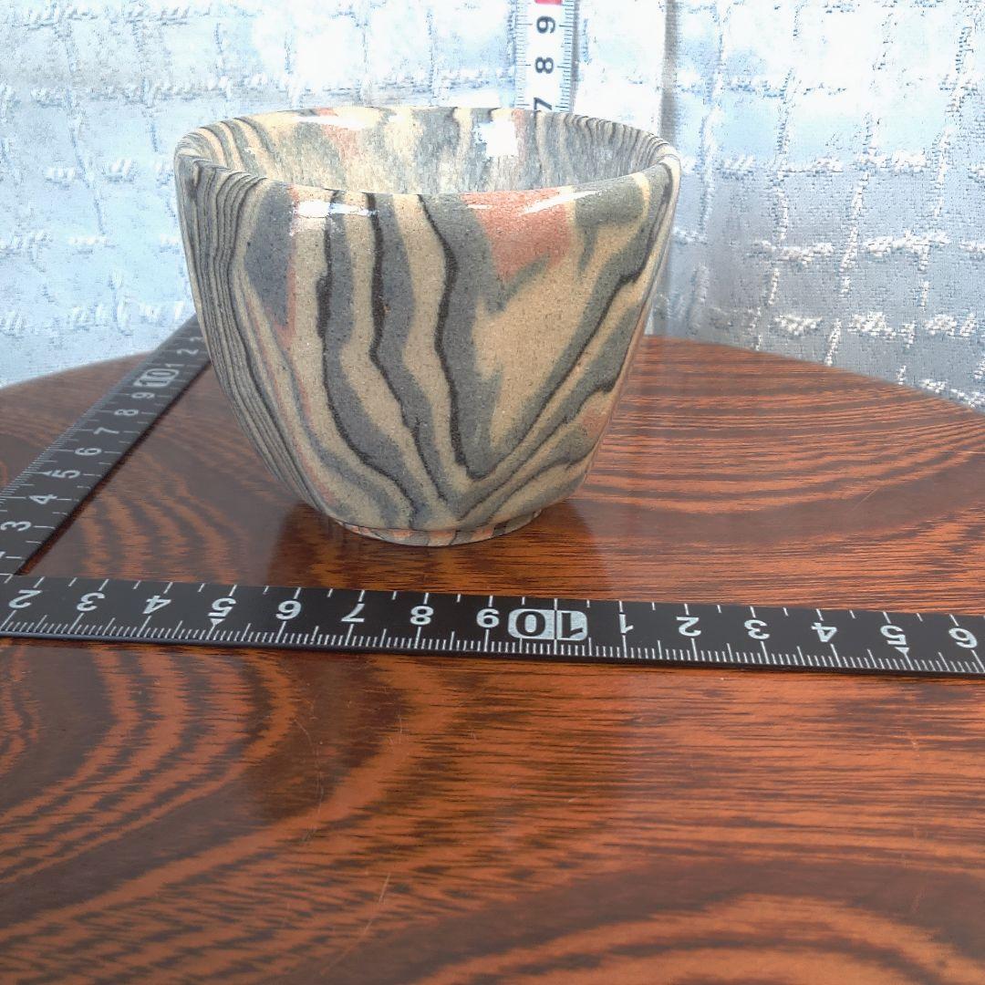 骨董5 マーブル模様の陶器製茶碗 茶碗 蓋物 - 生活骨董と古布の