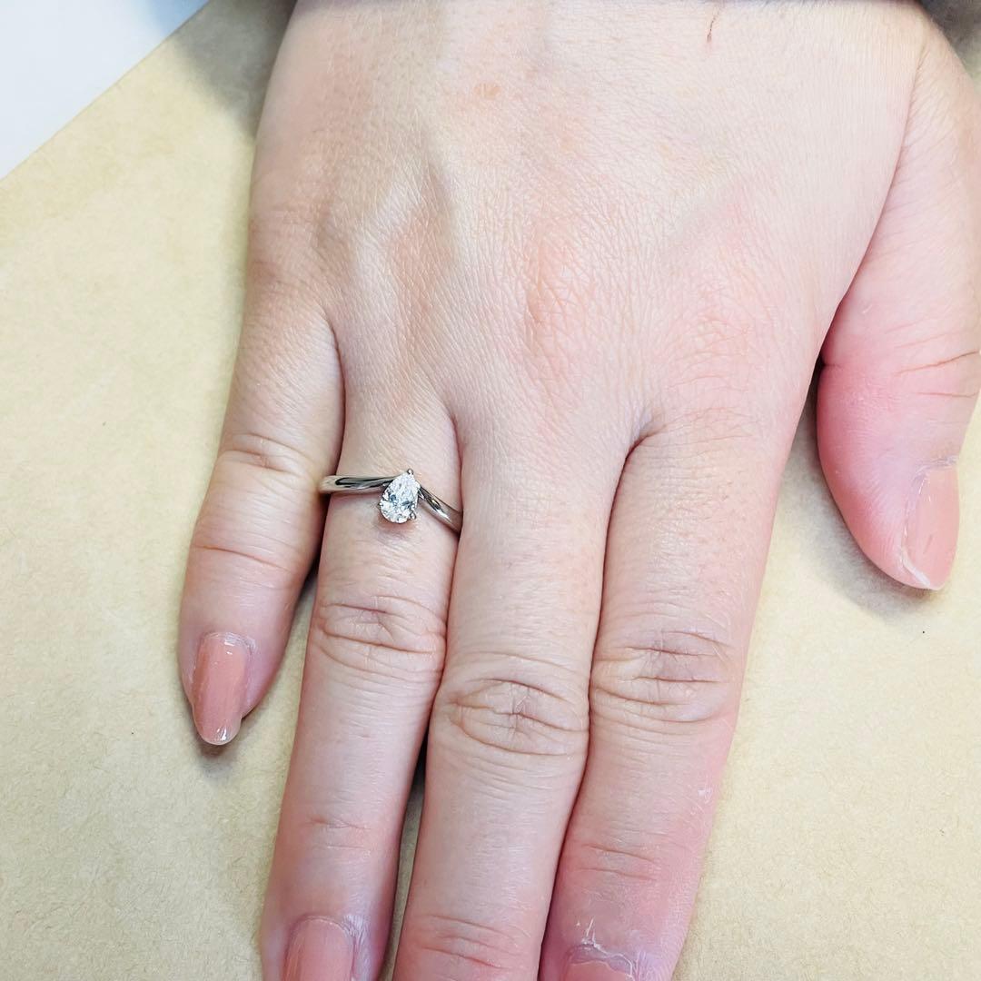 【GSTV】 一粒 ダイヤ リング 0.30ct ペアシェイプカット