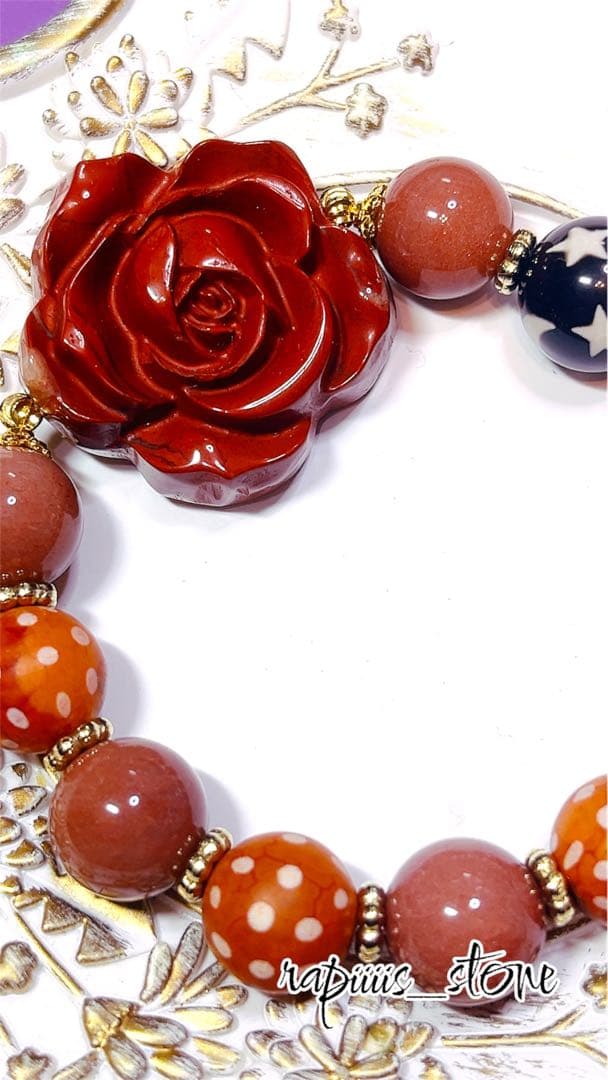 レッドジャスパー×薔薇×アラシャン×満天天珠×日月星天珠 猫ちゃん太極石2点