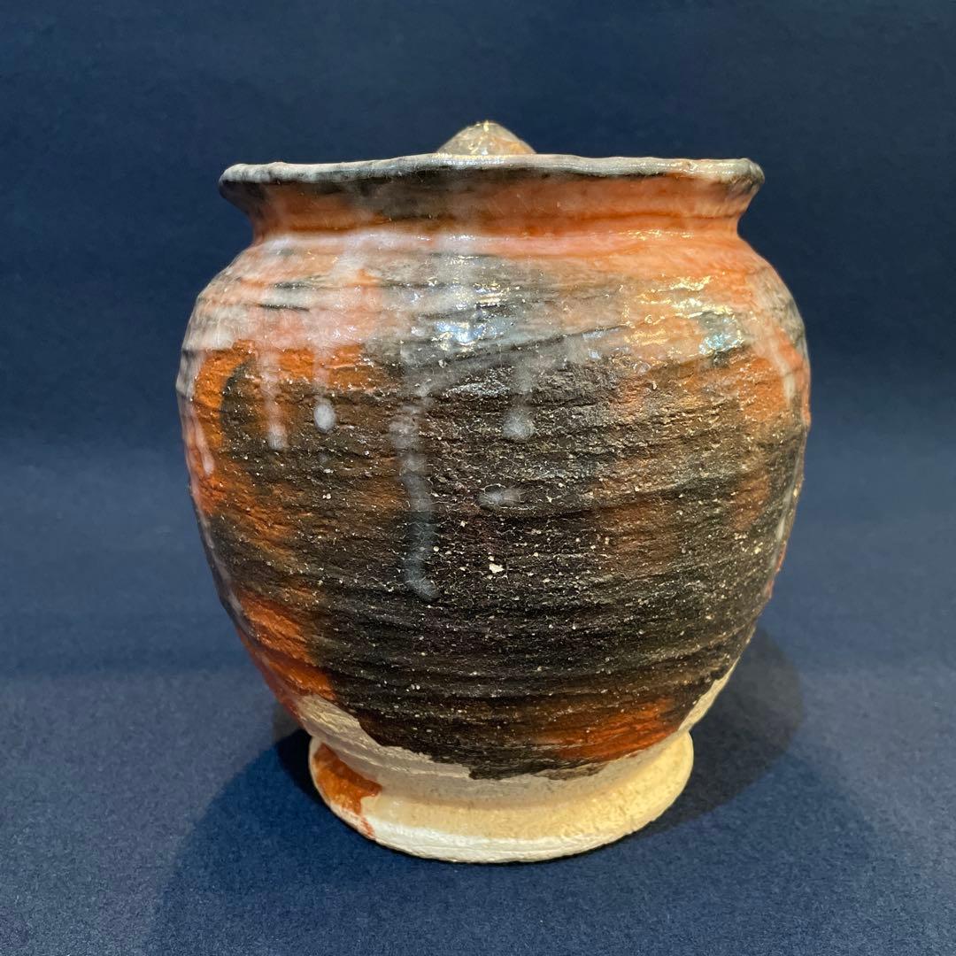 吉村 重生』(造)の【赤楽 種壷 水指】共箱※美品『吉村楽入』茶道具