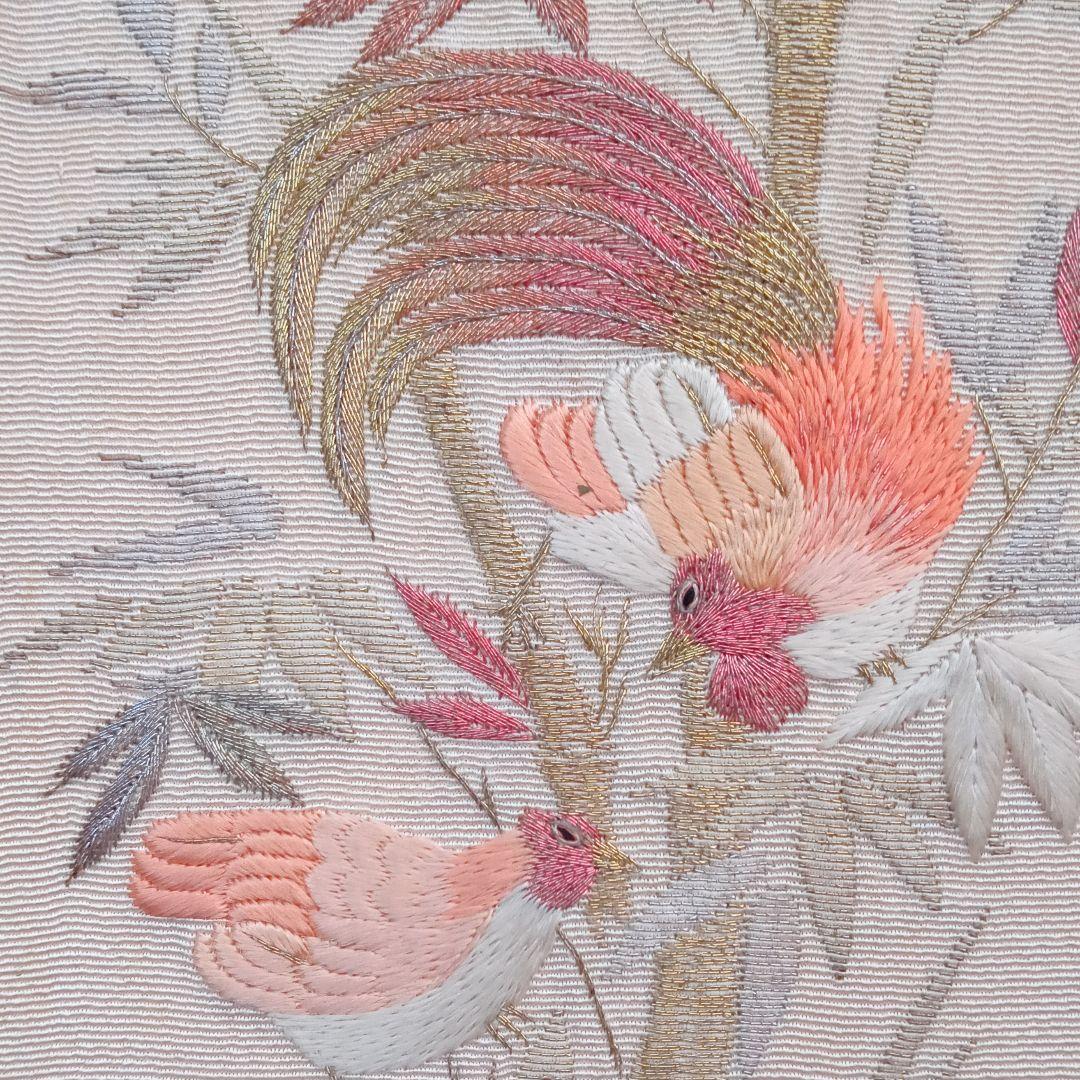 刺繍裂 刺繍 古布 ちりめん 縮緬 吉祥文様 着物 アンティーク