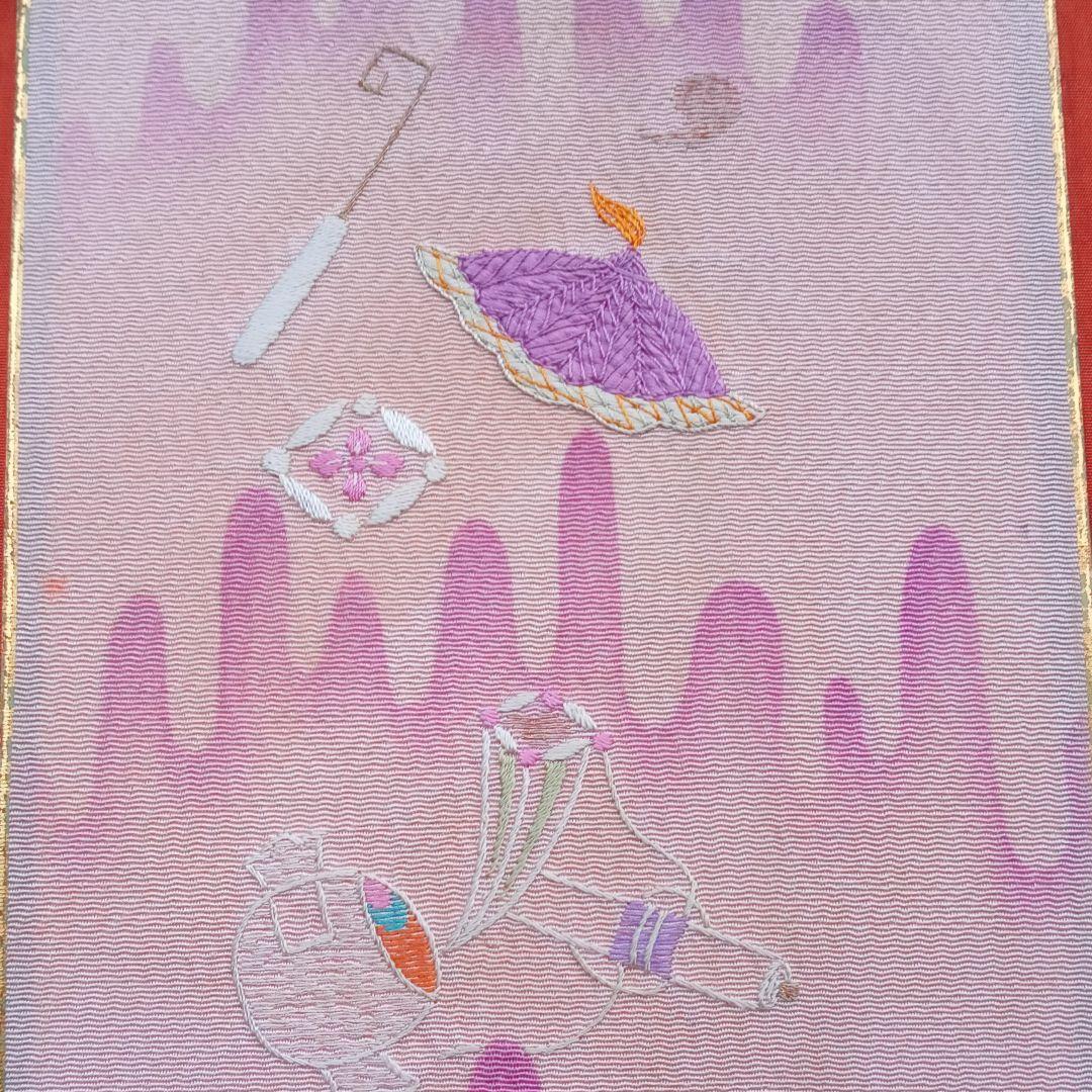 刺繍裂 刺繍 古布 ちりめん 縮緬 吉祥文様 着物 アンティーク