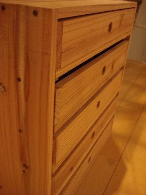 ☆送料無料サイズ変更可能☆A2丸穴5段引き出し②無垢材