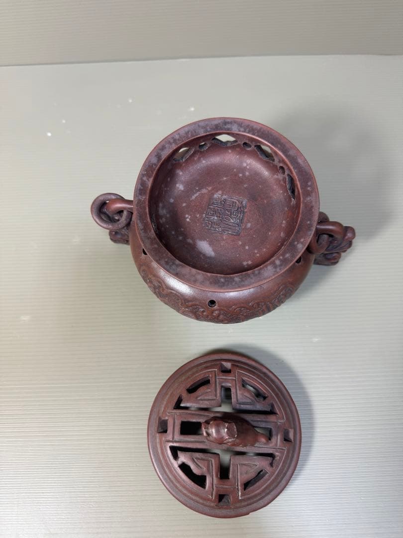 2276 中国骨董 大清乾隆年製銘 獅子 香炉 時代物