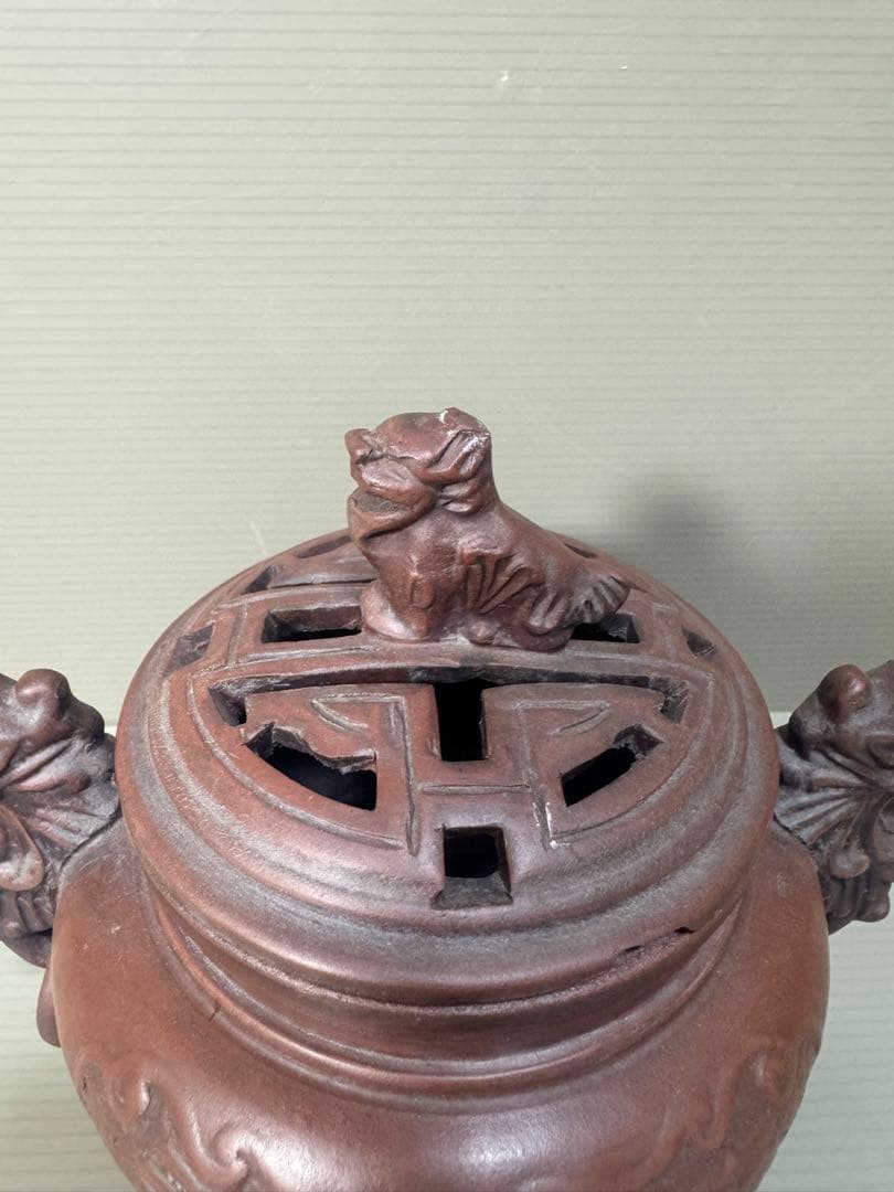 2276 中国骨董 大清乾隆年製銘 獅子 香炉 時代物