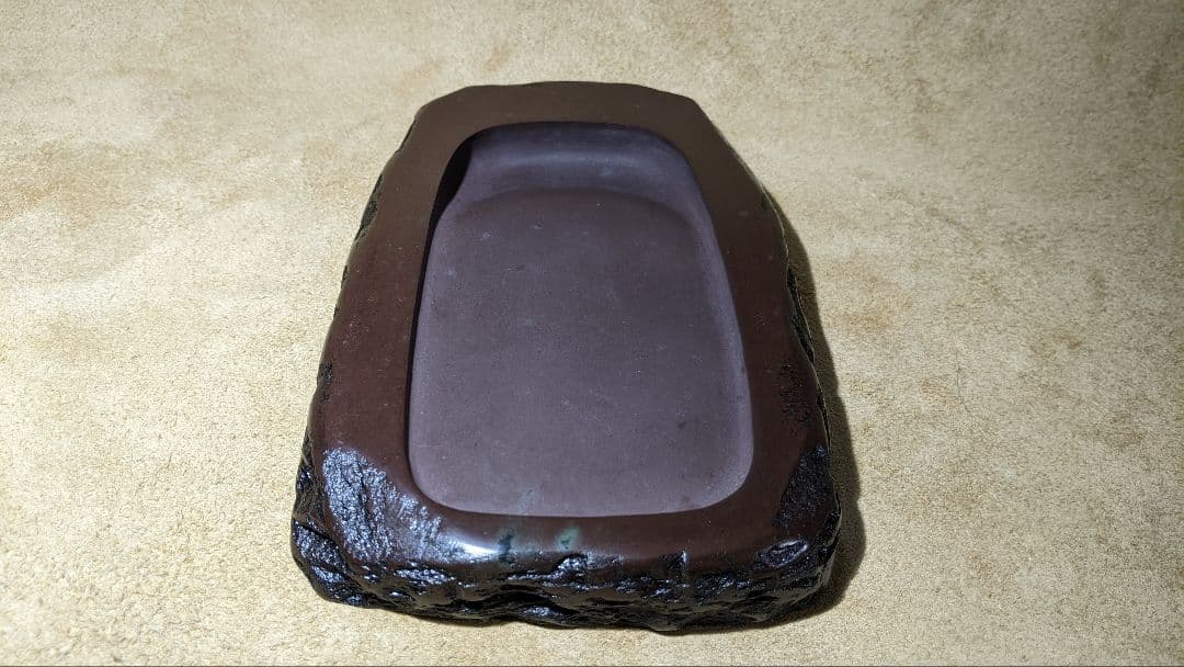 日枝玉峯堂 玉峯作 赤間硯 ⭕️赤間硯 名工 三代 日枝玉峯 特殊作品 彫刻長方研 美品 逸品 祝い品