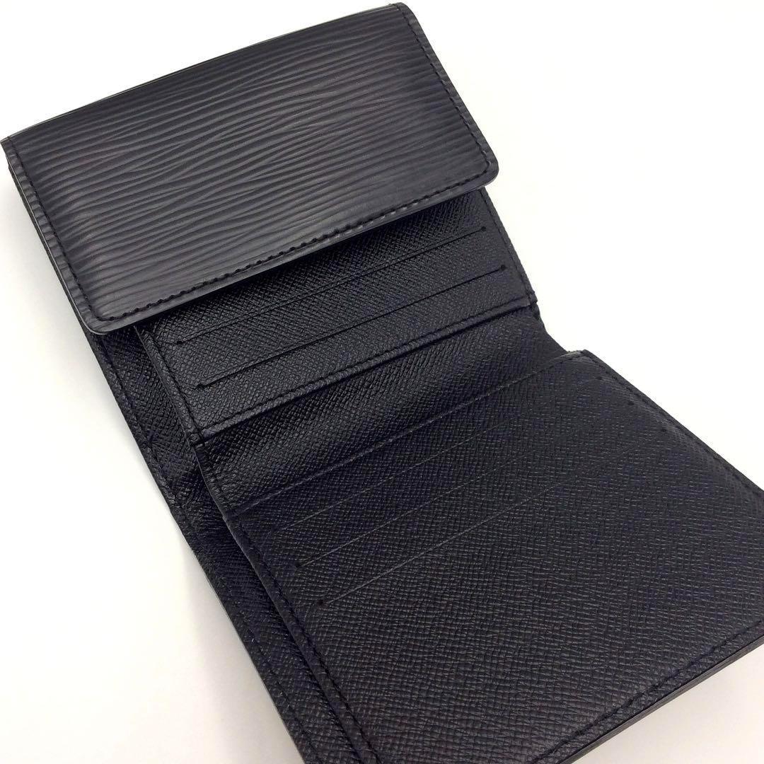 ルイヴィトン エピ Wホック 三つ折り財布 コンパクト 黒 正規品 メンズ