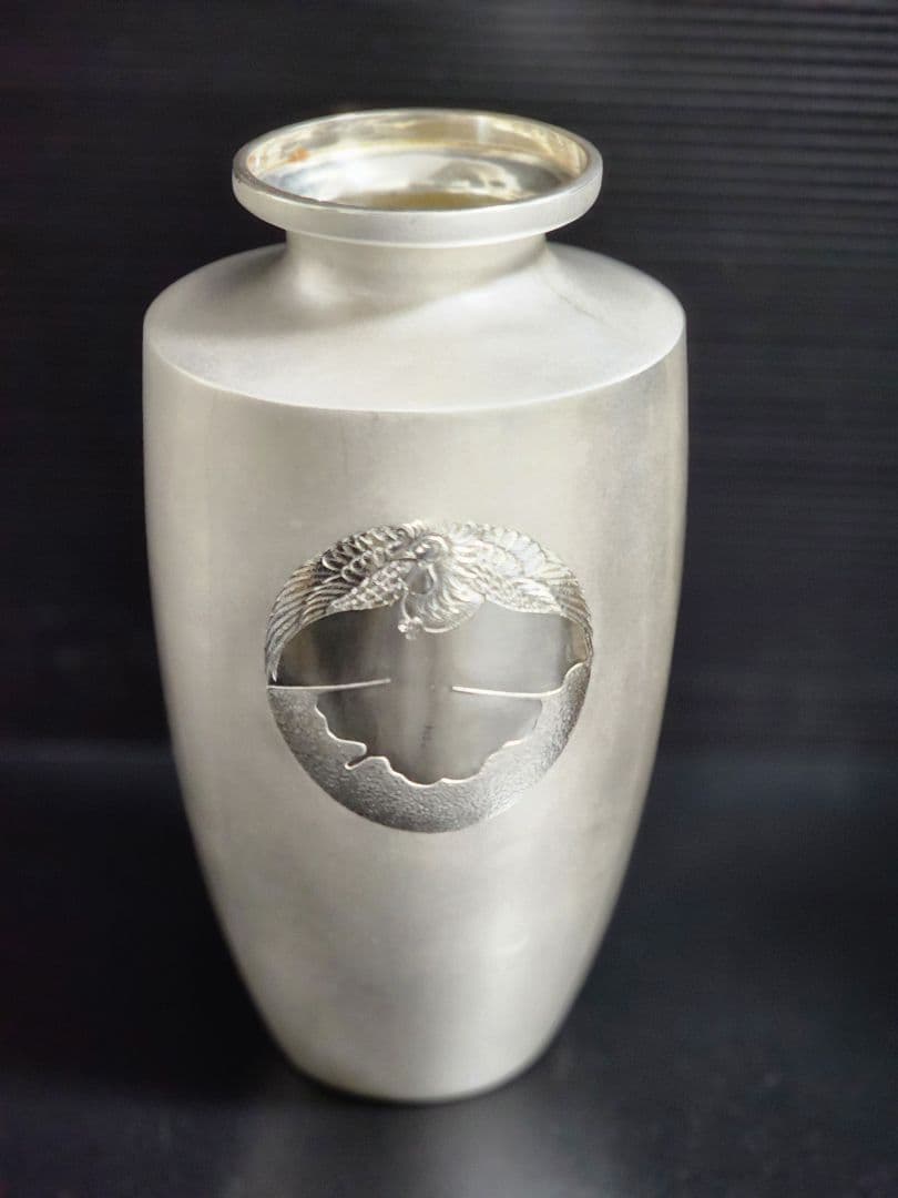 純銀 秋田 森製 花瓶 贈り銘 小樽市功労者表彰紀念 約588.36g