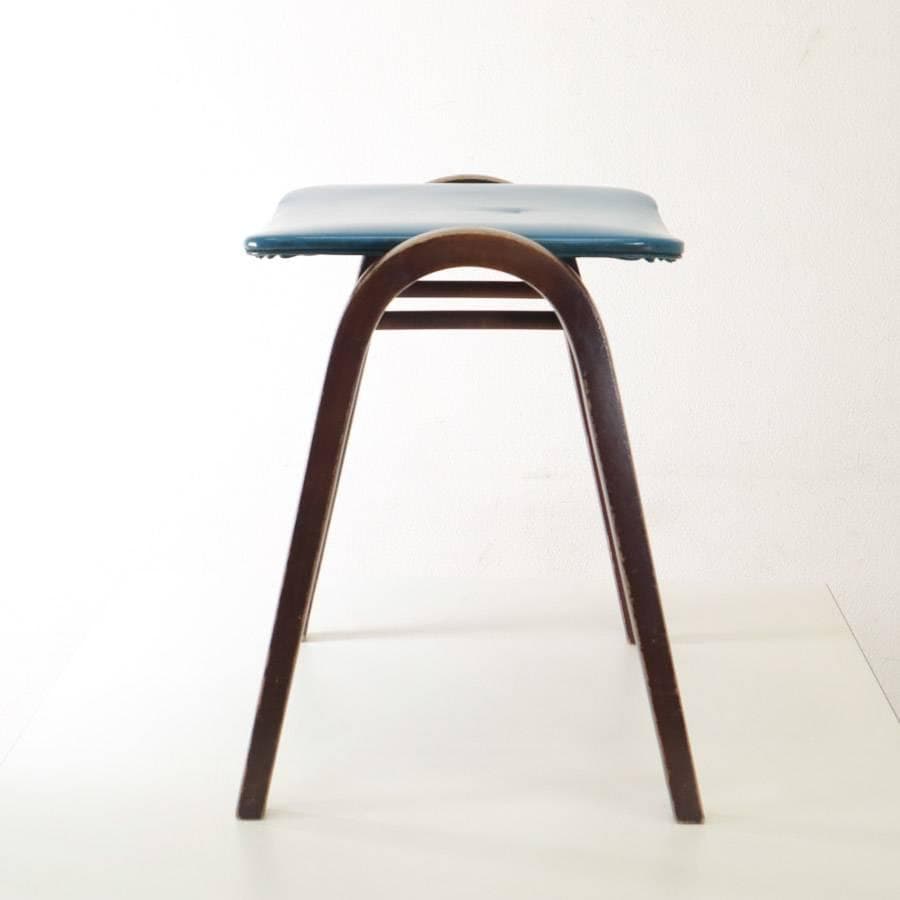 値下秋田木工 剣持勇 スタッキングスツール No.202 ブルー PVC 04
