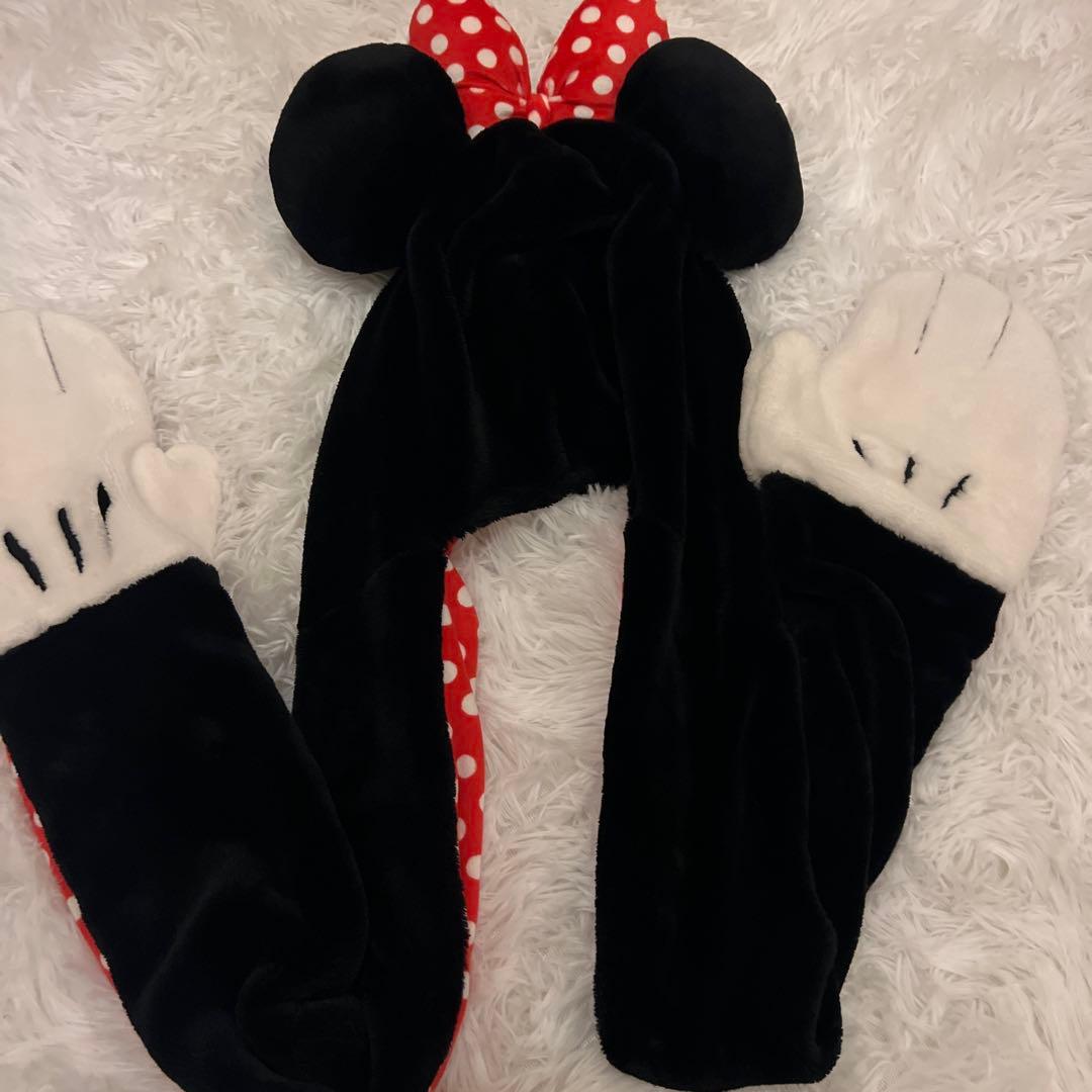 ミニーマウス風フード付きスカーフ - メルカリ