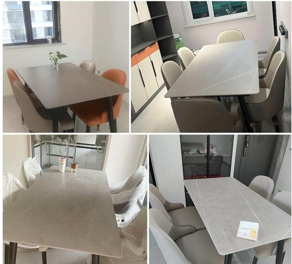 新品セラミックダイニングテーブル 5点セット　ホワイト160CM 高級感　耐久性