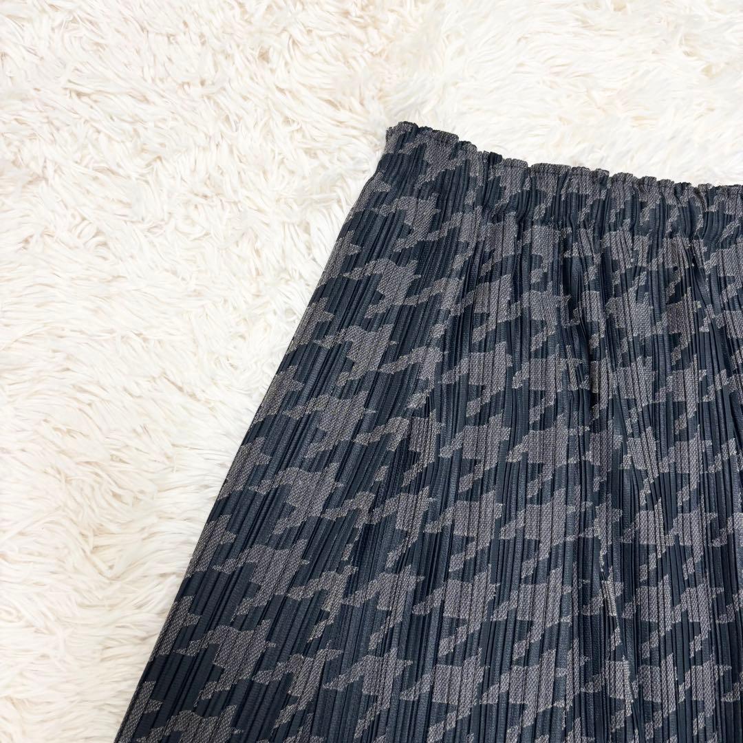 美品 プリーツプリーズ 千鳥格子 プリーツスカート グレー サイズ3